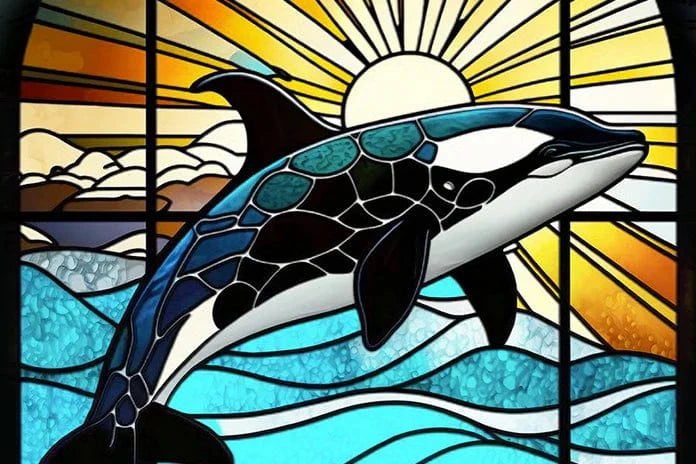 Micro Puzzles Jigsaw Puzzle Stained Glass Orca - 150 pieces | Micro Puzzles