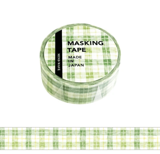 Mind Wave Paper Green Check Washi Tape | 15mm Width