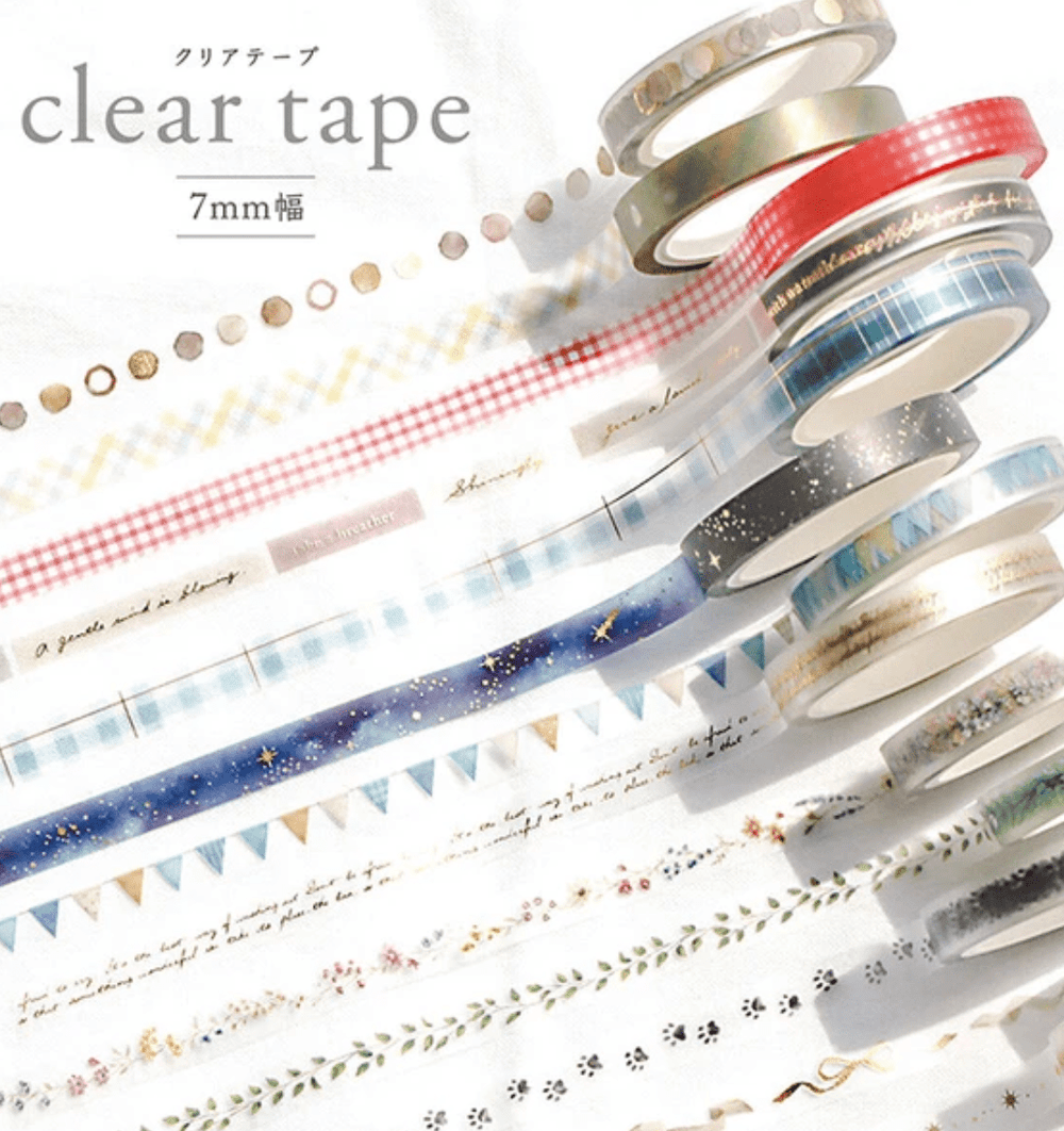 Mind Wave washi tape Blue Flags Clear Washi Tape | 7mm Width