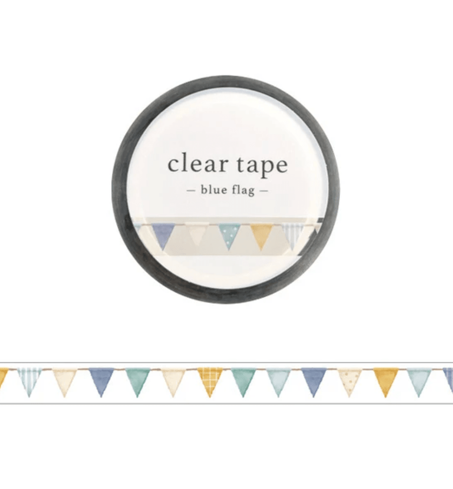Mind Wave washi tape Blue Flags Clear Washi Tape | 7mm Width