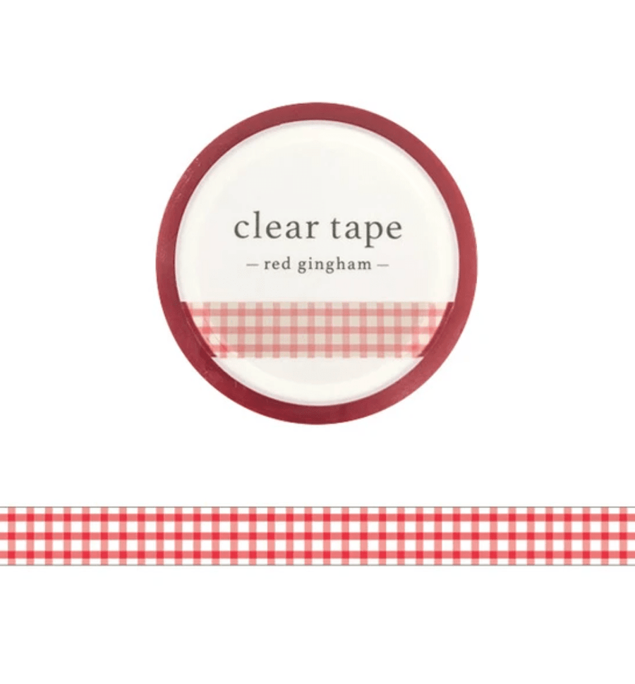 Mind Wave washi tape Red Gingham Clear Washi Tape | 7mm Width