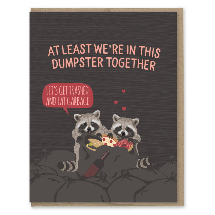 Modern Printed Matter Cards Dumpster Together Raccoons Card