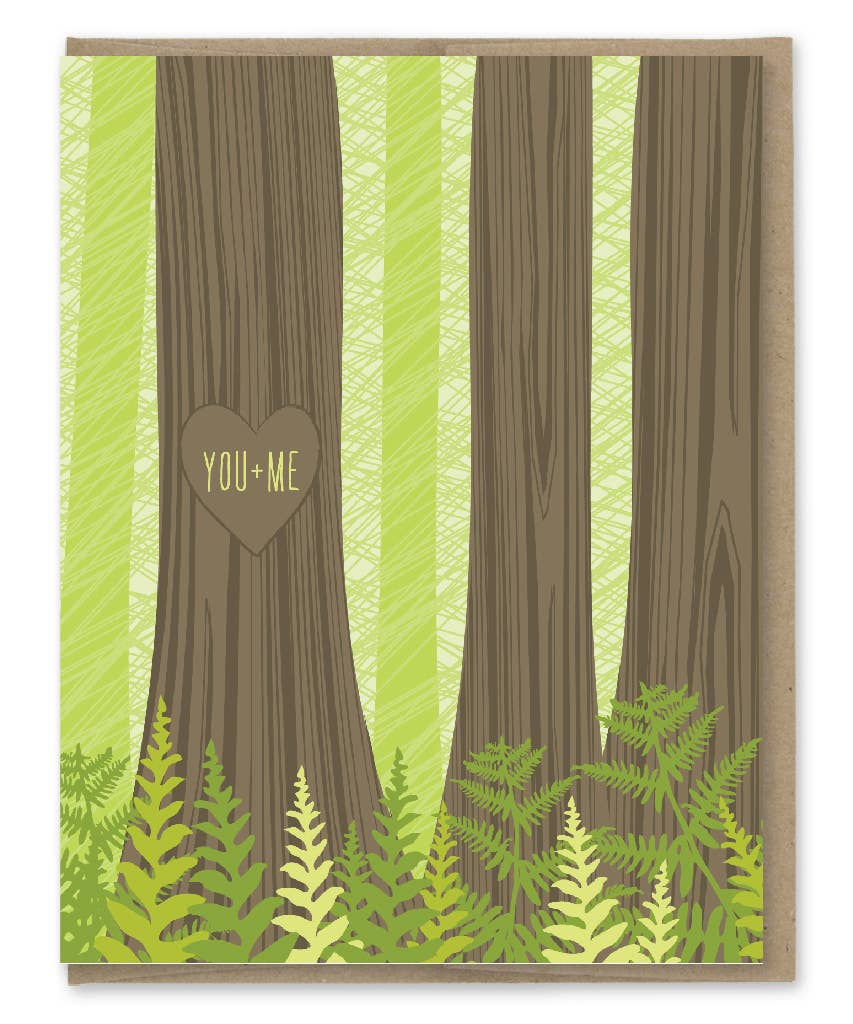 Modern Printed Matter Cards Tree Carving You Plus Me Love Card