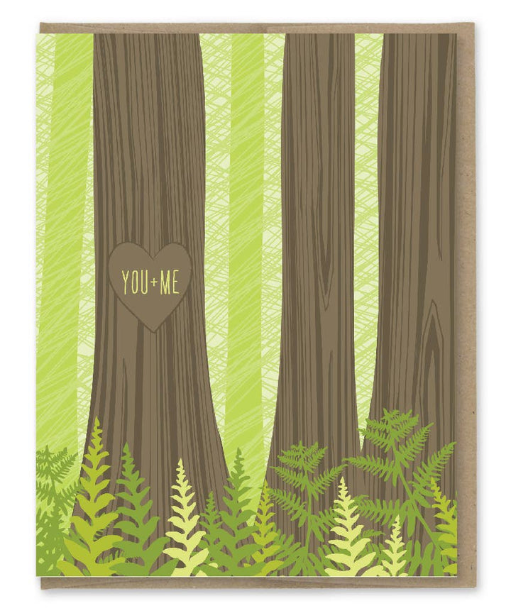 Modern Printed Matter Cards Tree Carving You Plus Me Love Card