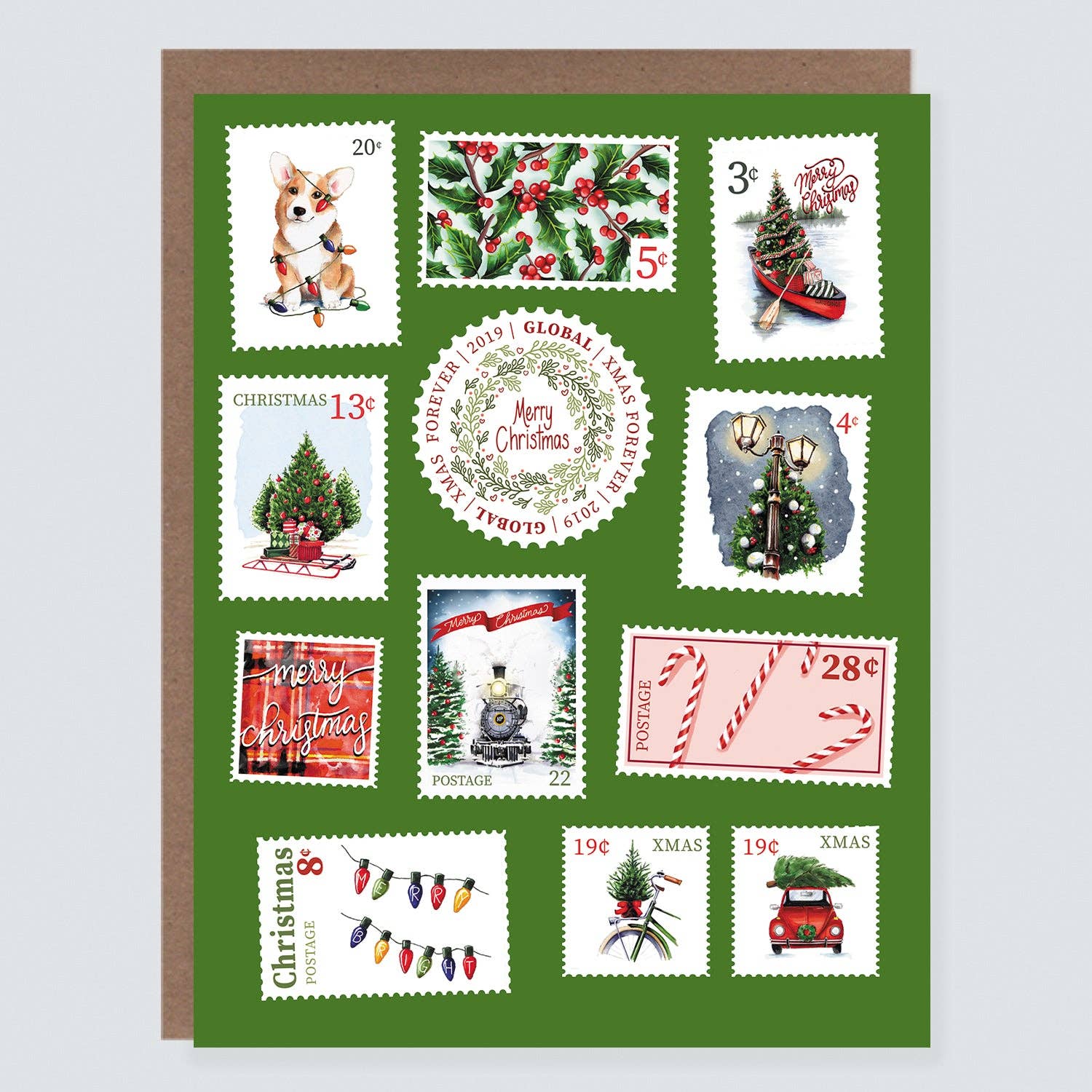 Morgan Swank Studio Cards Postage Stamp Christmas Card