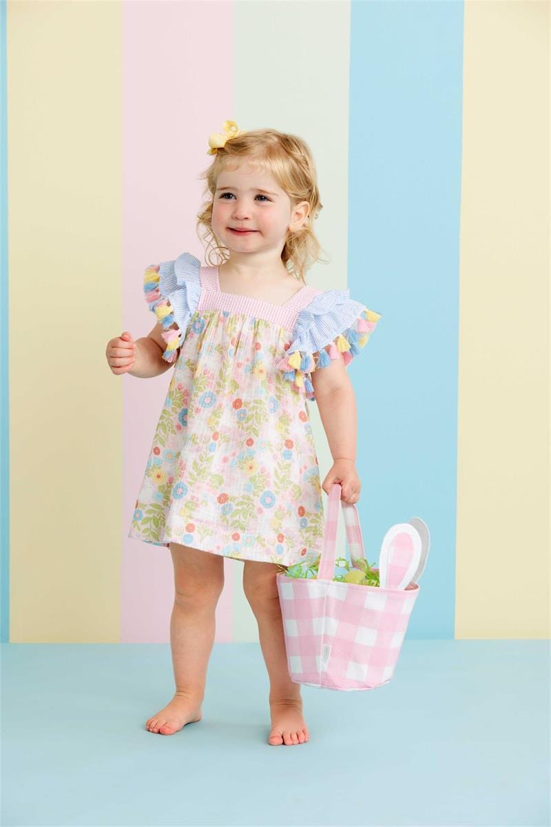 Mud Pie Baby & Toddler Dresses Bunny Print Tassel Dress