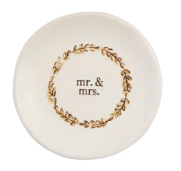 Mud Pie Dish Mr & Mrs Wedding Ring Dish