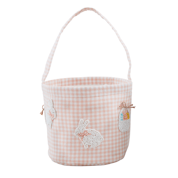 Mud Pie Holiday Pink Easter Beaded Bucket | Mud Pie