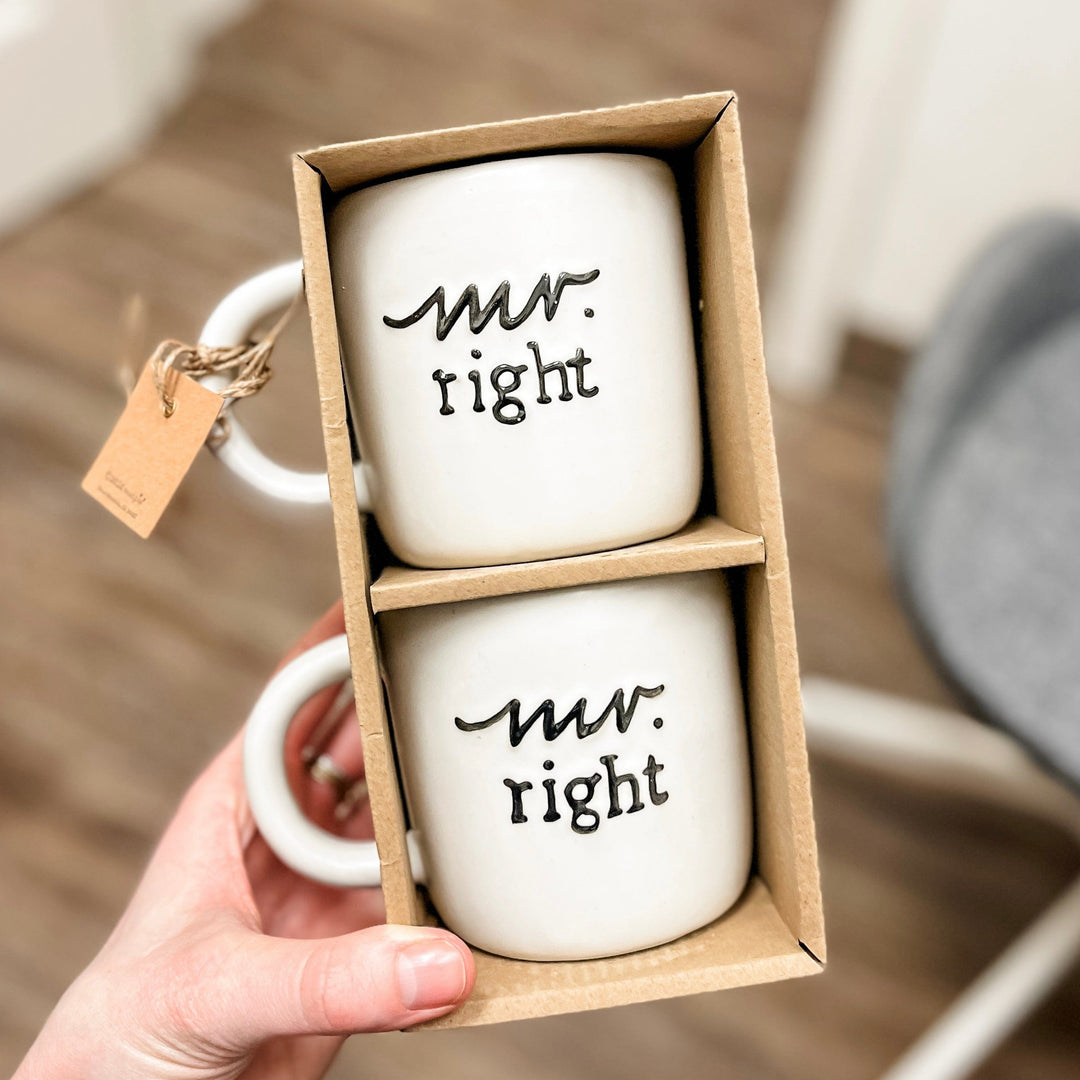 Mud Pie Mugs Mr. Right & Mr. Right Mug Set