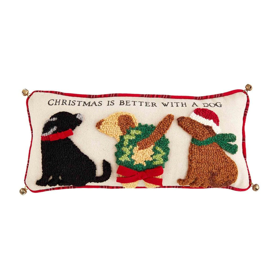 Mud Pie Pillow Christmas Dog Hooked Pillow