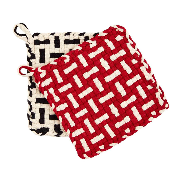 Mud Pie Pot Holder Red Woven Potholder Set