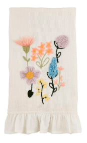 Mud Pie Towel Flower Stem Waffle Weave Towel