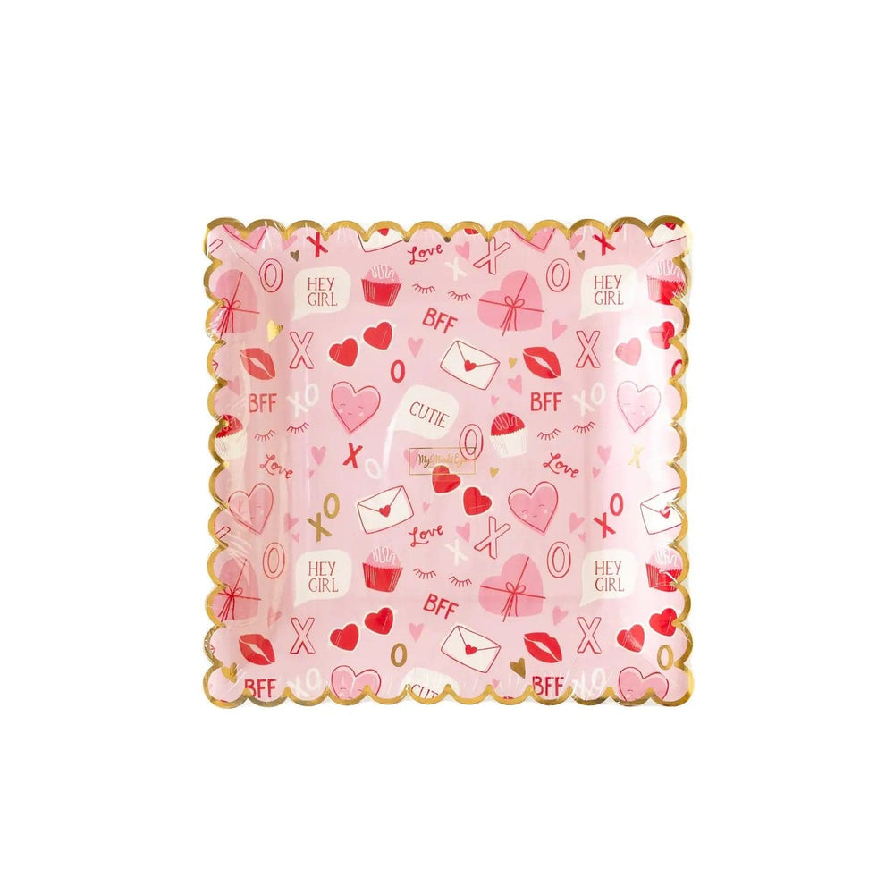 My Mind's Eye Banner Valentine Scatter Square Paper Plate