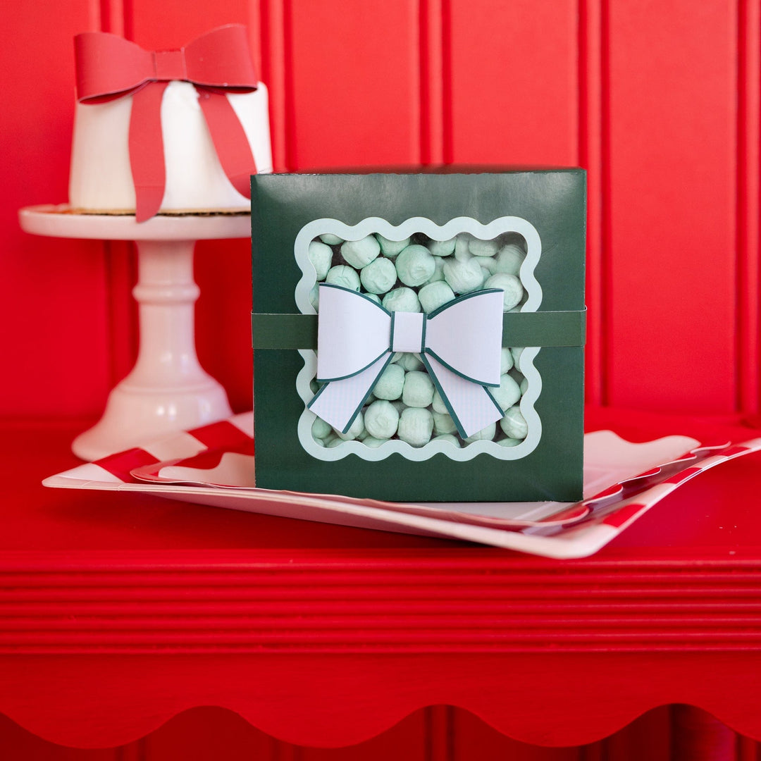 My Mind's Eye Cookie Box Green Bow Ric Rac Cookie Box