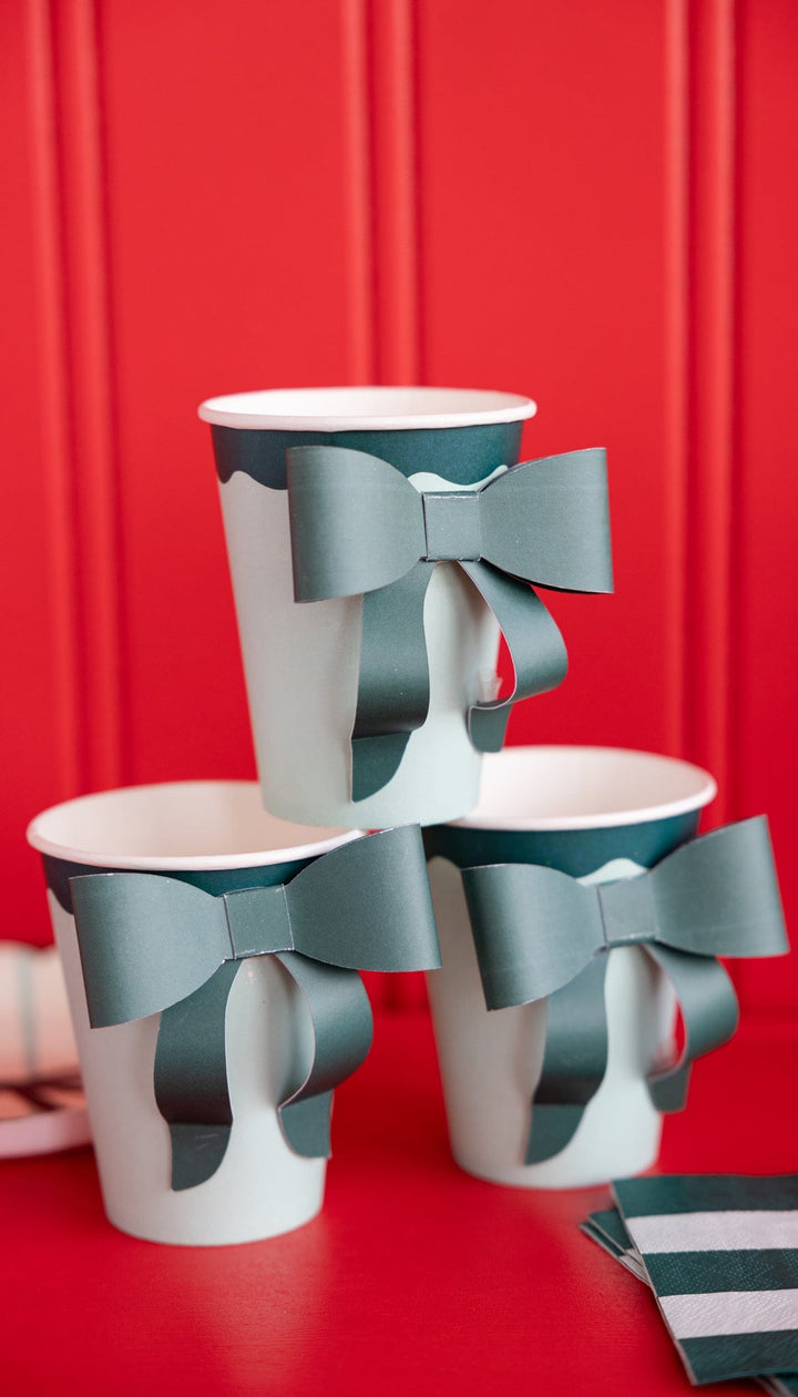 My Mind's Eye Cups Mint and Green Bow Paper Cups