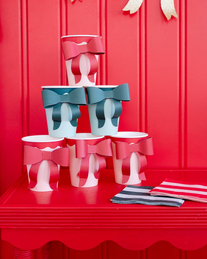 My Mind's Eye Cups Red and Pink Bow Paper Cups