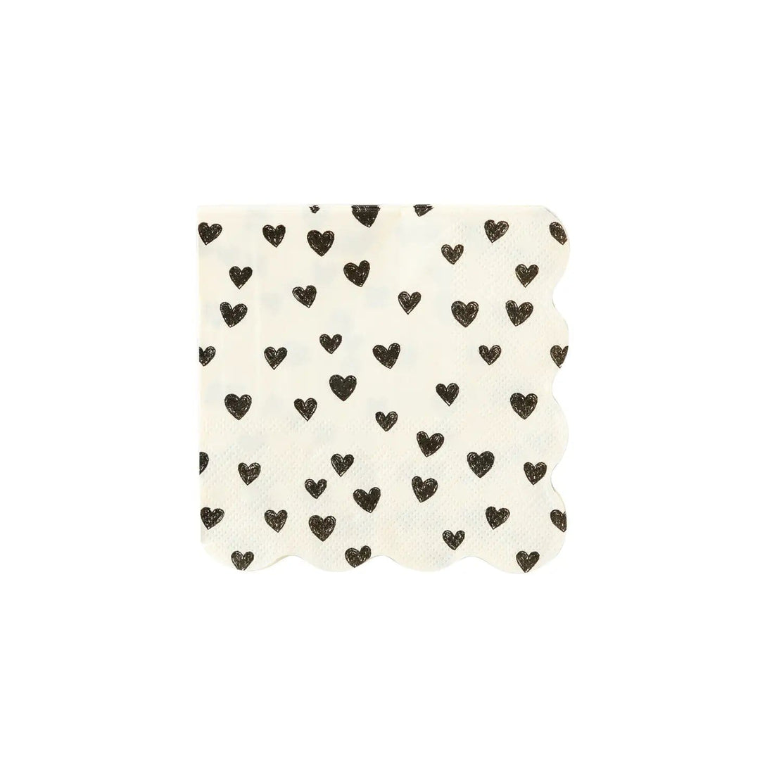 My Mind's Eye Napkins Black Hearts Cocktail Napkin