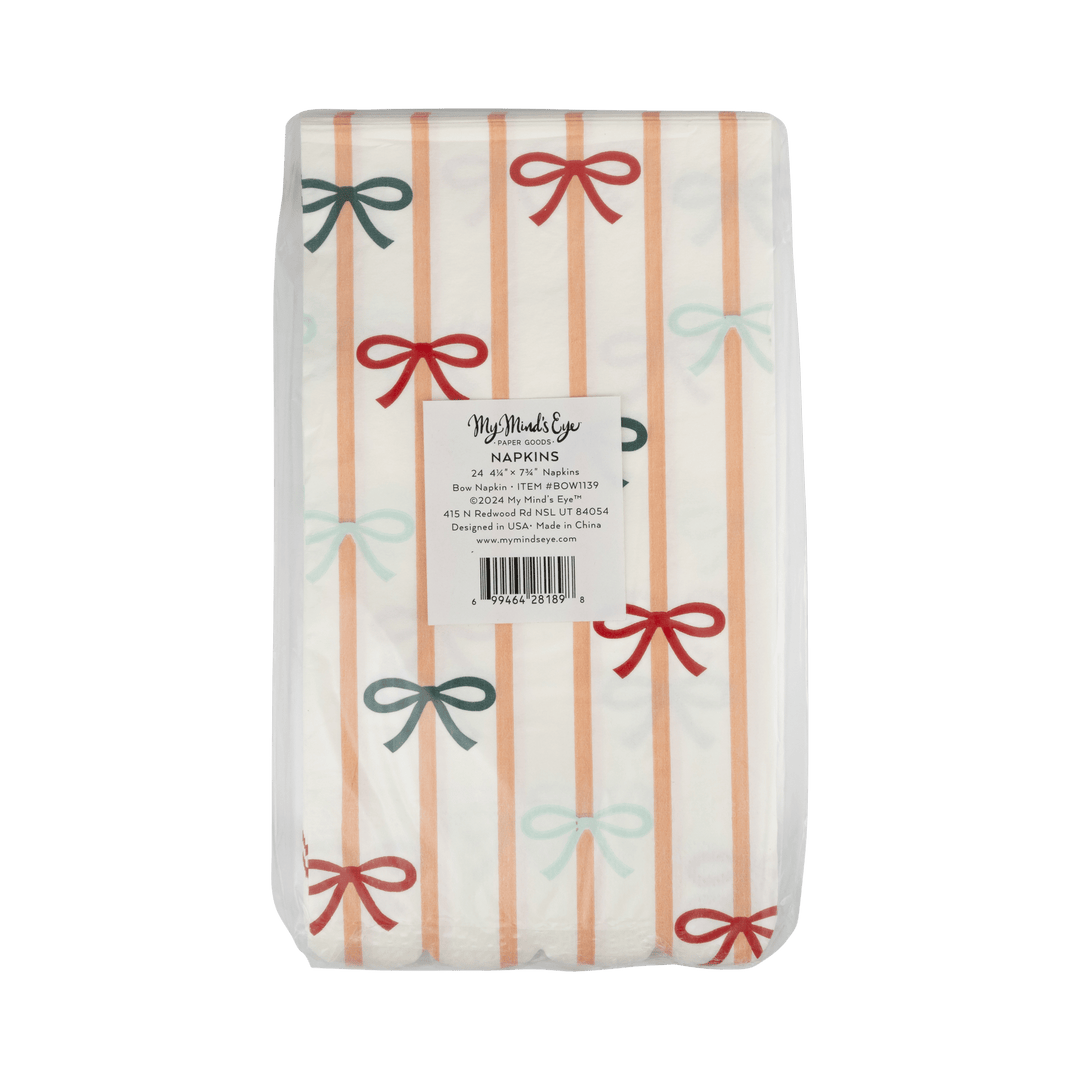 My Mind's Eye Paper Napkins Bows and Stripes Scalloped Dinner Napkin