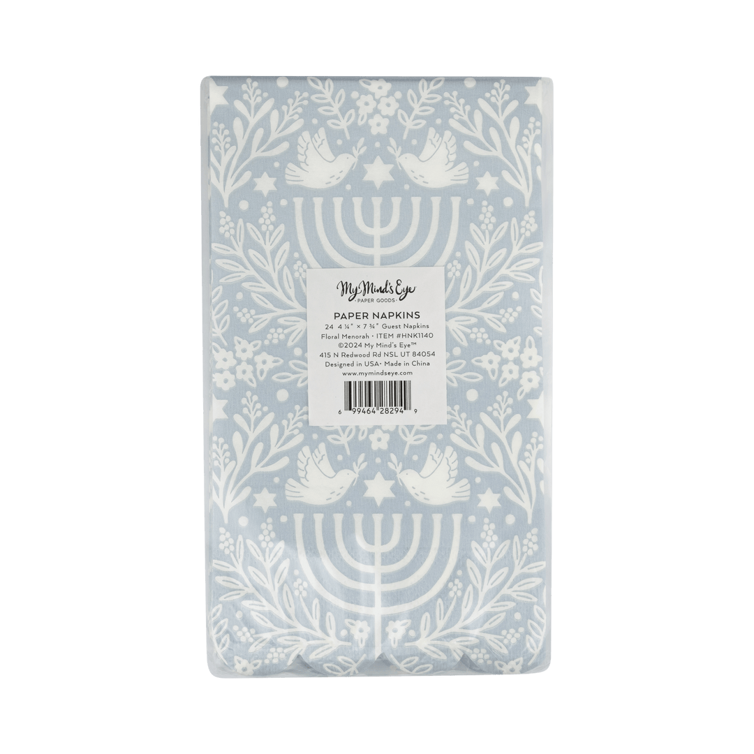 My Mind's Eye Paper Napkins Floral Menorah Dinner Napkin