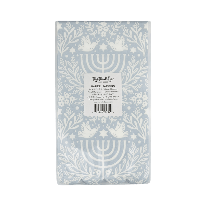 My Mind's Eye Paper Napkins Floral Menorah Dinner Napkin