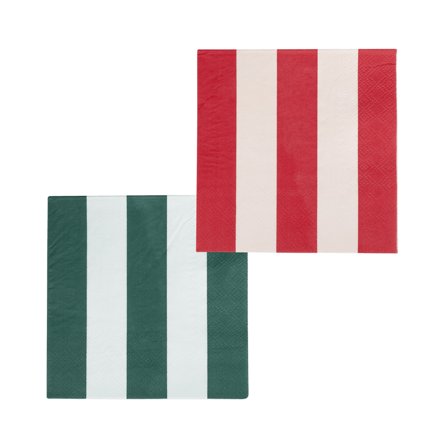 My Mind's Eye Paper Napkins Red and Pink Green and Mint Striped Cocktail Napkin Set