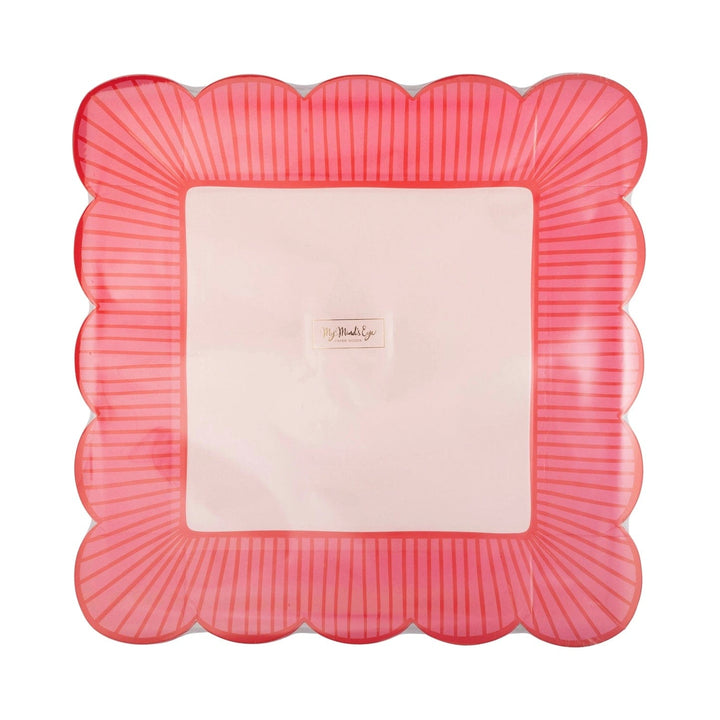 My Mind's Eye paper plates Striped Edge Scalloped Square Plate