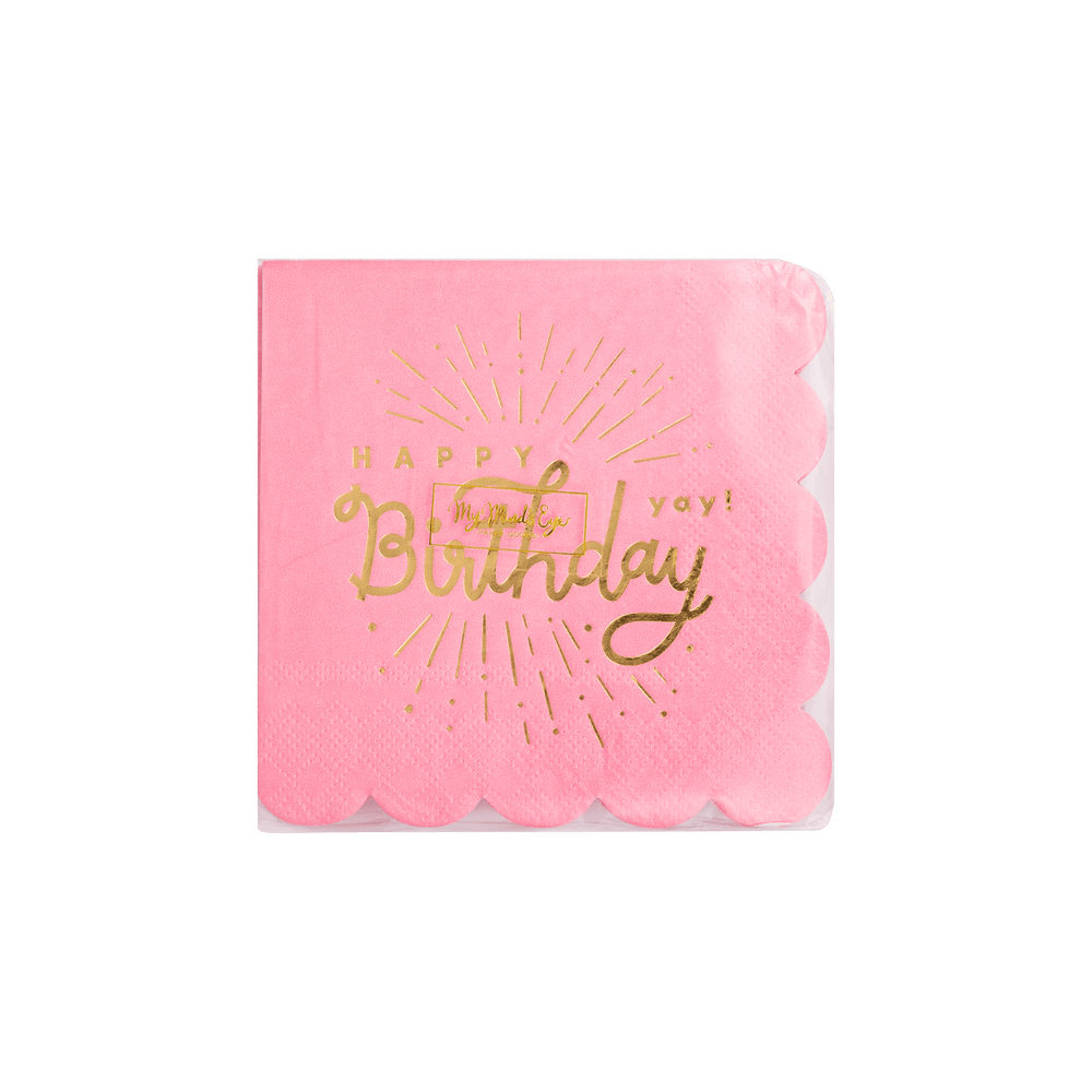 My Mind’s Eye Party Happy Birthday Pink Paper Cocktail Napkin