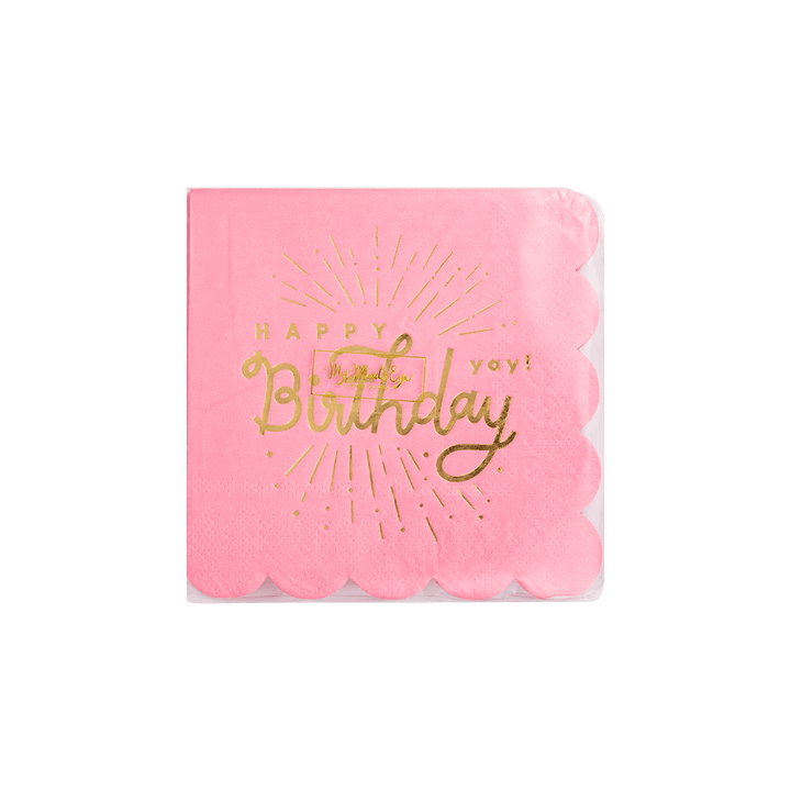 My Mind’s Eye Party Happy Birthday Pink Paper Cocktail Napkin