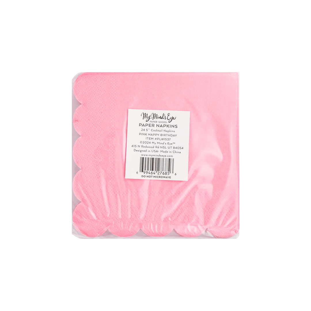 My Mind’s Eye Party Happy Birthday Pink Paper Cocktail Napkin