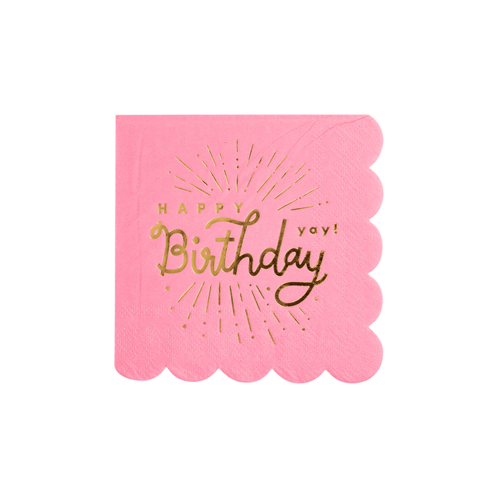 My Mind’s Eye Party Happy Birthday Pink Paper Cocktail Napkin