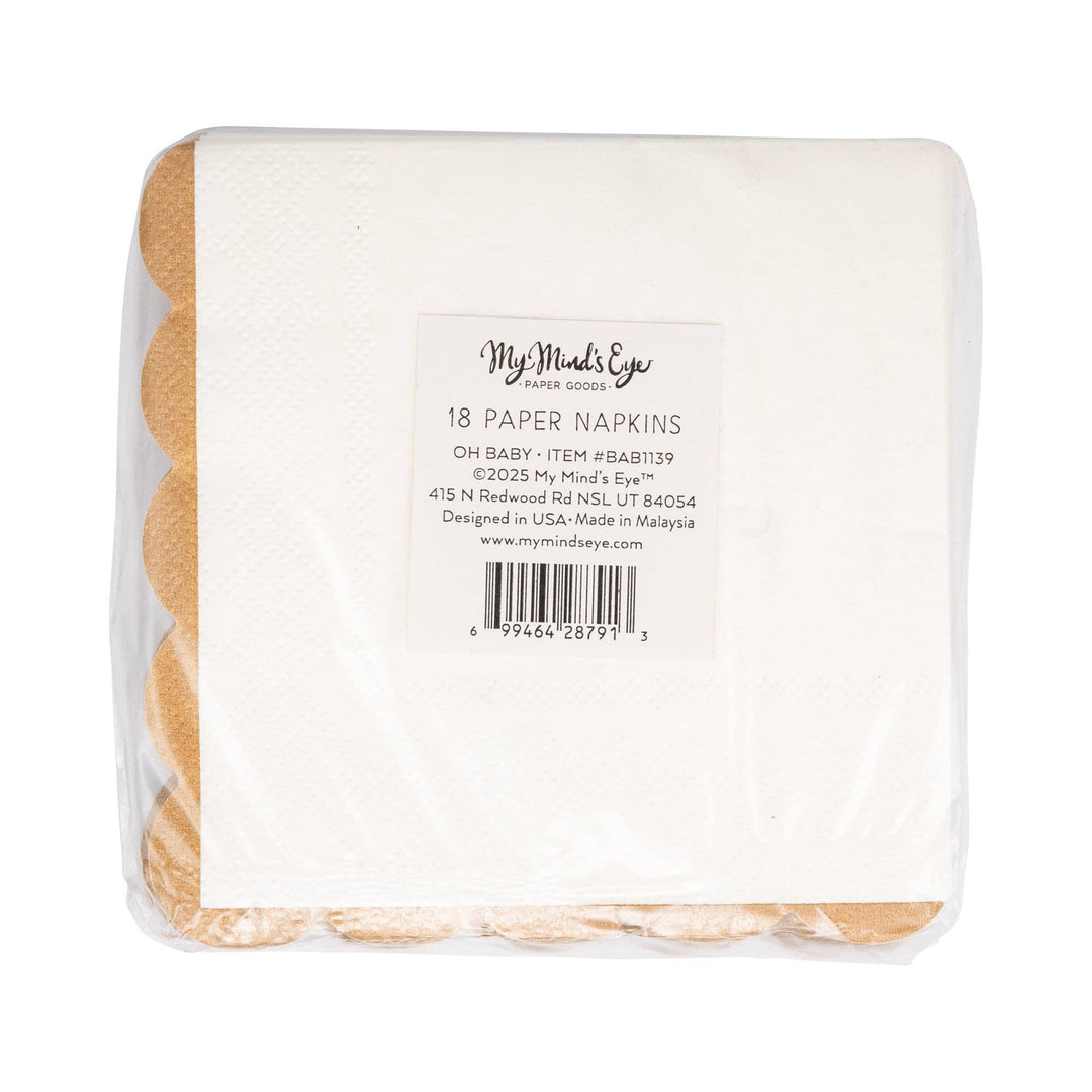 My Mind’s Eye Party Oh Baby Gold and Tan Cocktail Napkin