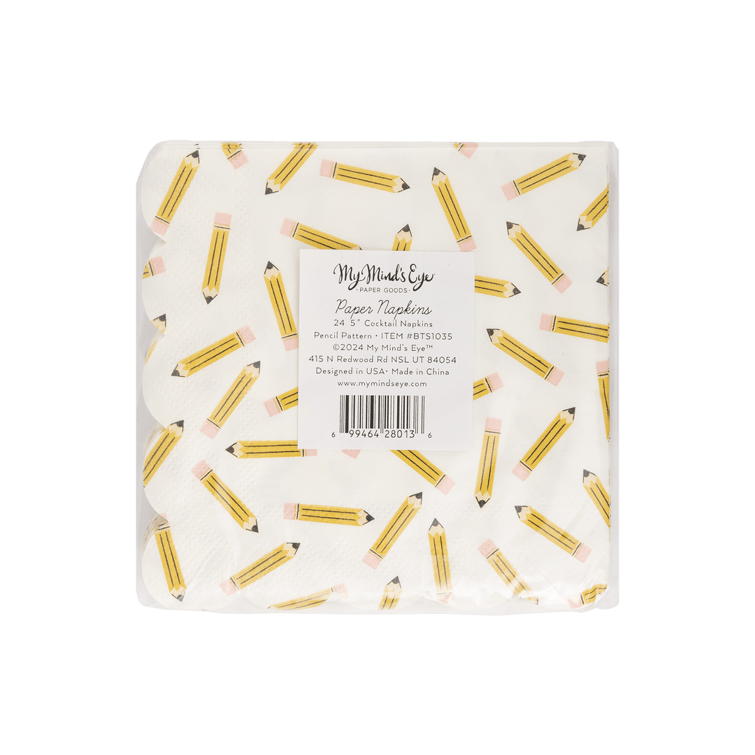 My Mind’s Eye Party Pencil Pattern Scallop Cocktail Napkin