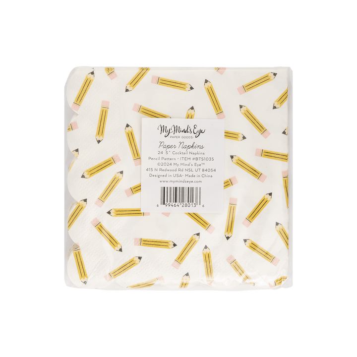 My Mind’s Eye Party Pencil Pattern Scallop Cocktail Napkin