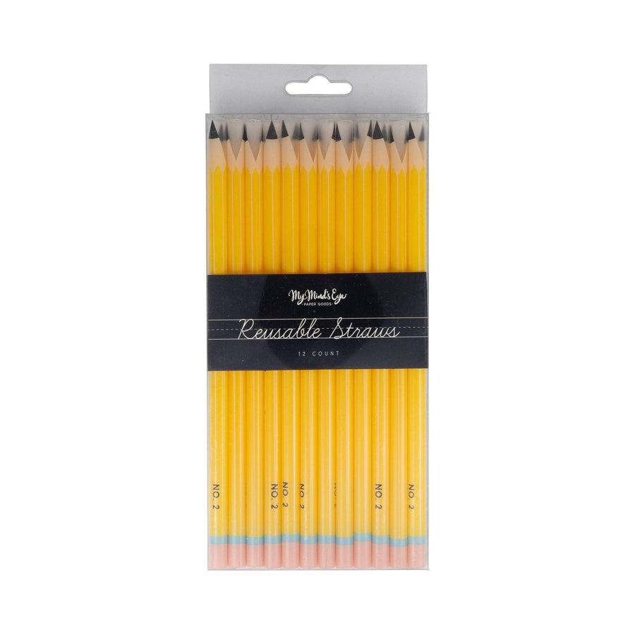 My Mind’s Eye Party Pencil Reusable Straws - 12 count