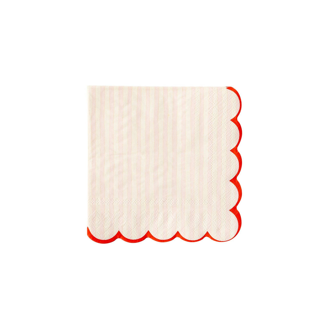My Mind’s Eye Party Pink Stripe Scallop Cocktail Napkin