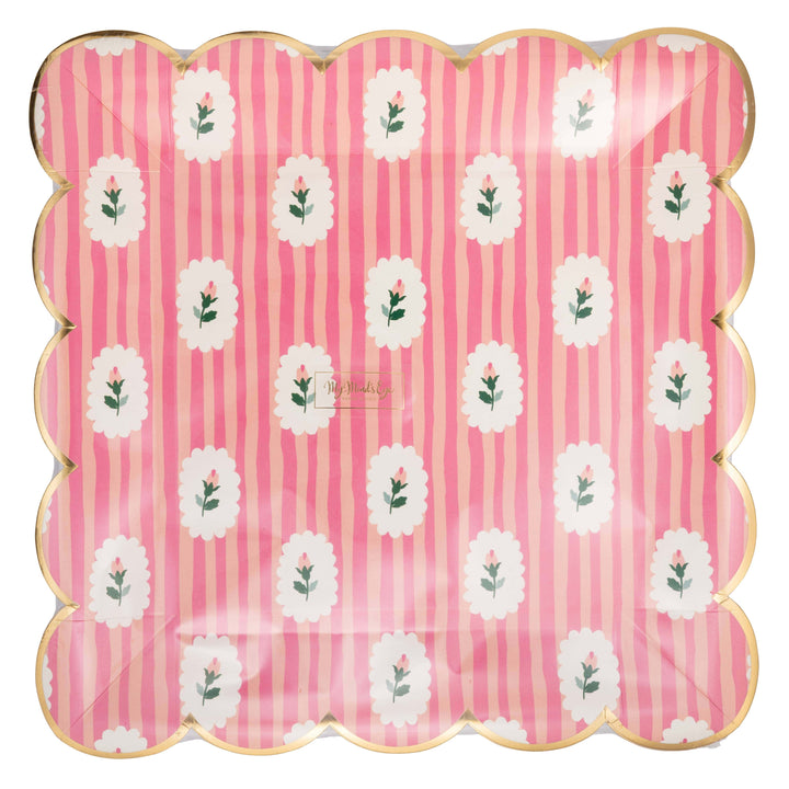My Mind’s Eye Party Striped Floral PInk 9" Plate