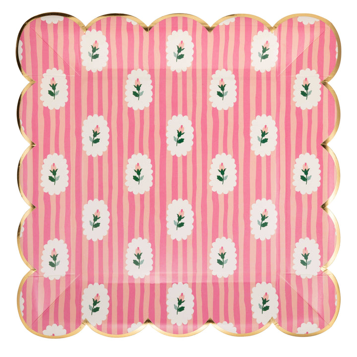 My Mind’s Eye Party Striped Floral PInk 9" Plate