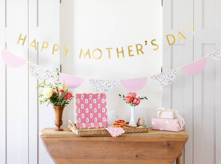 My Mind’s Eye Party Striped Floral PInk 9" Plate