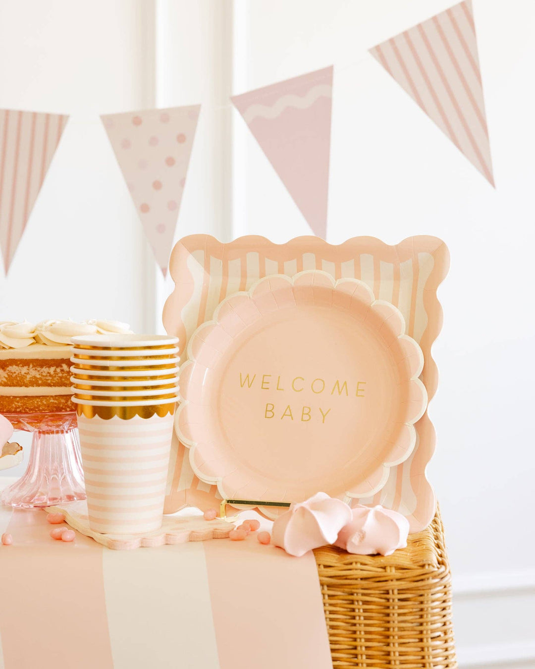 My Mind’s Eye Party Welcome Baby Pink Plate