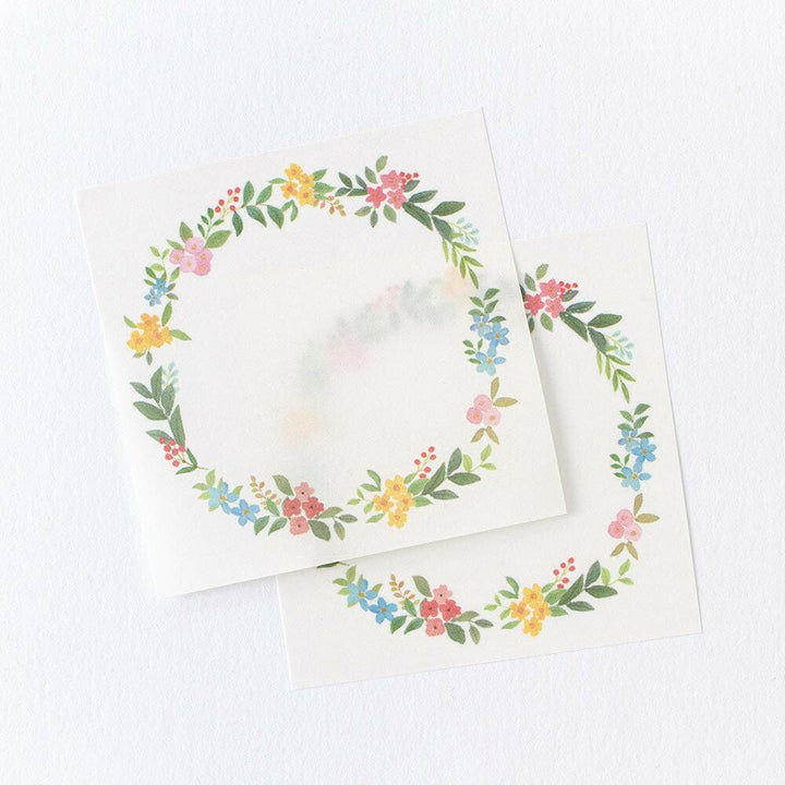 NB. CO. Flower Wreath Gently Translucent Sticky Notes