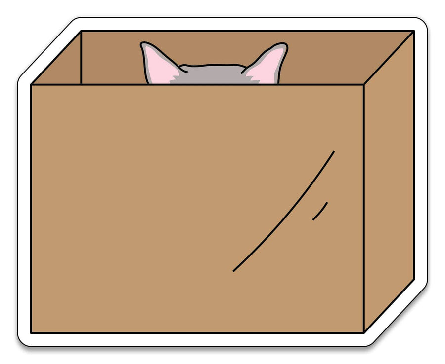 Near Modern Disaster Sticker Cat in Box - 3" vinyl sticker
