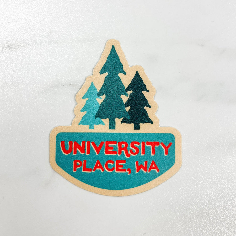 Nice Enough Sticker Retro Trees - University Place Sticker