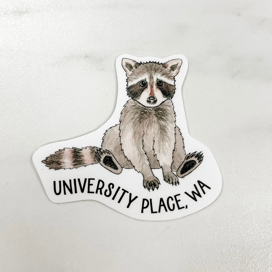 Nice Enough Sticker University Place Raccoon Sticker