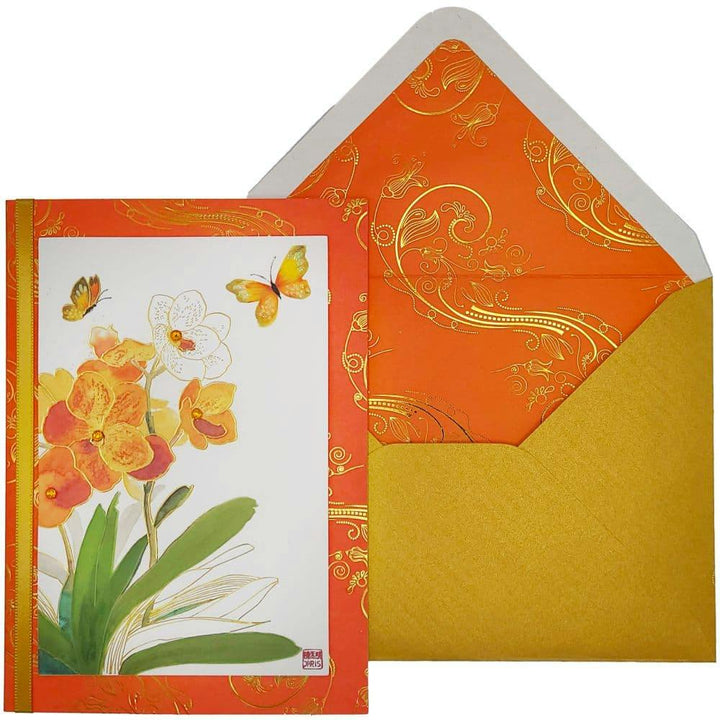 Niquea.D birthday card Orange Orchids Birthday Card