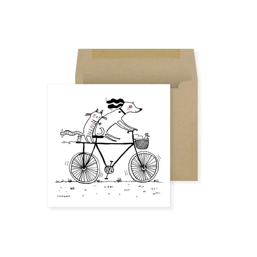 Niquea.D Card Cat & Dog Bike Friendship Card