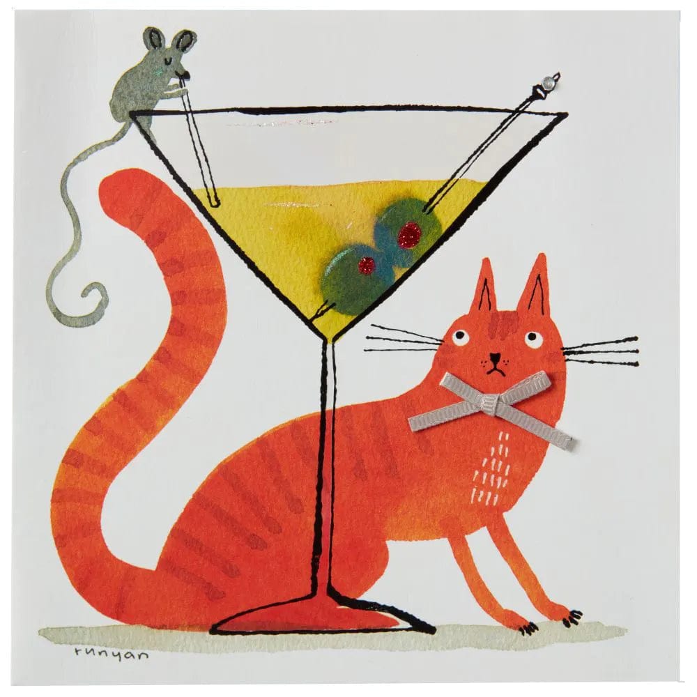 Niquea.D Card Cat, Mouse, & Martini Birthday Card