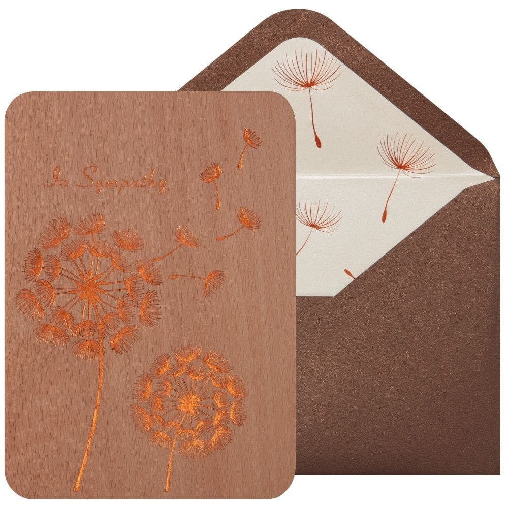Niquea.D Card Gold Dandelions on Wood Sympathy Card