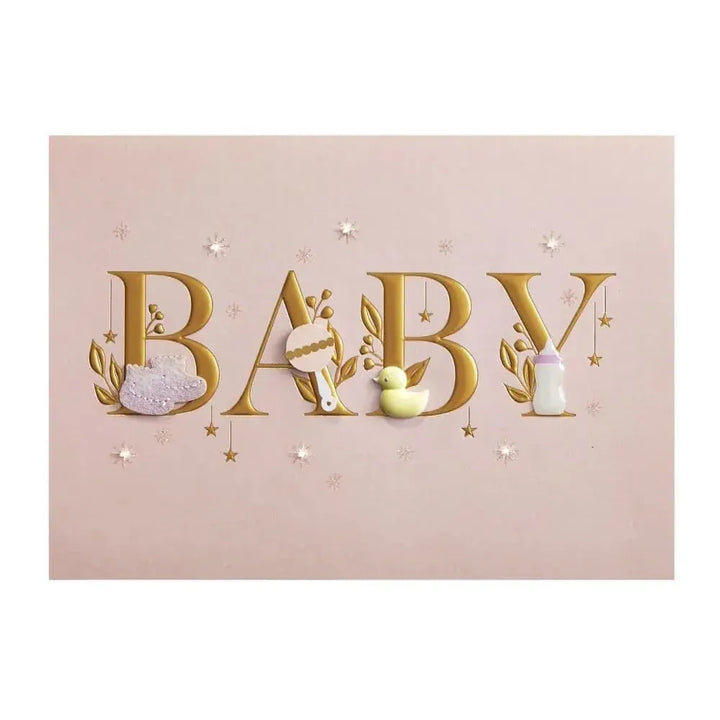 Niquea.D Cards Baby Lettering Girl Baby Card