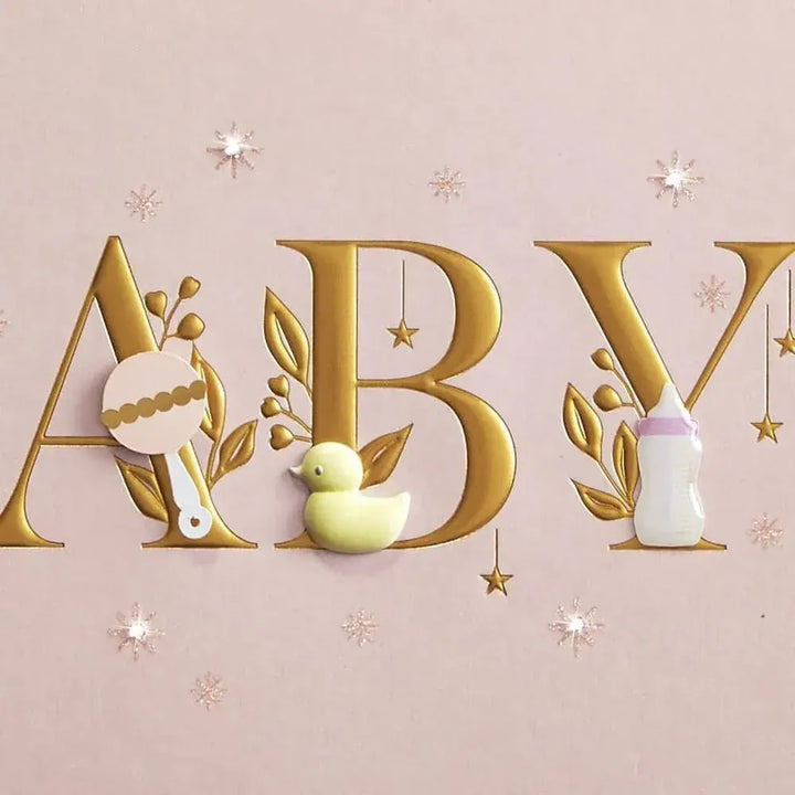 Niquea.D Cards Baby Lettering Girl Baby Card