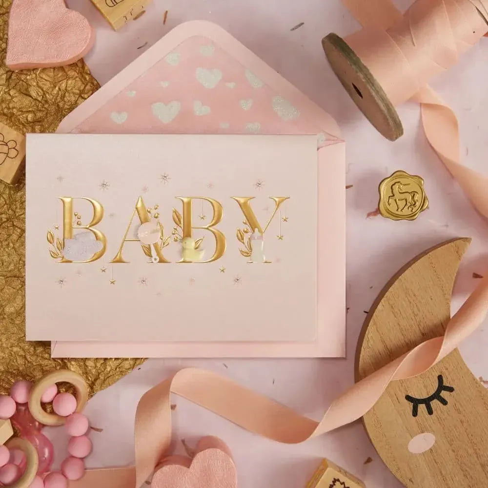 Niquea.D Cards Baby Lettering Girl Baby Card